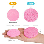 50-Count Compressed Facial Sponges|Kickleen 100% Natural Cellulose Cosmetic Spa - Image 2