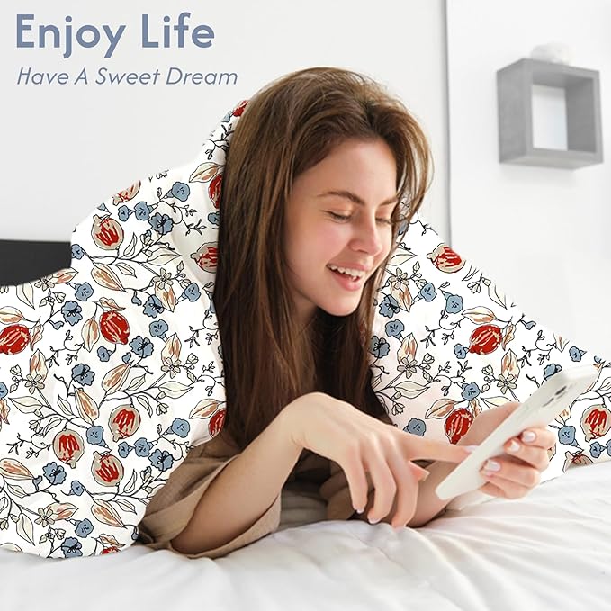 LONAVA Queen Flower 3 Pcs Duvet Cover Set, Breathable Soft Microfiber White - Image 4