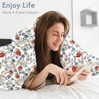 LONAVA Queen Flower 3 Pcs Duvet Cover Set, Breathable Soft Microfiber White - Image 4