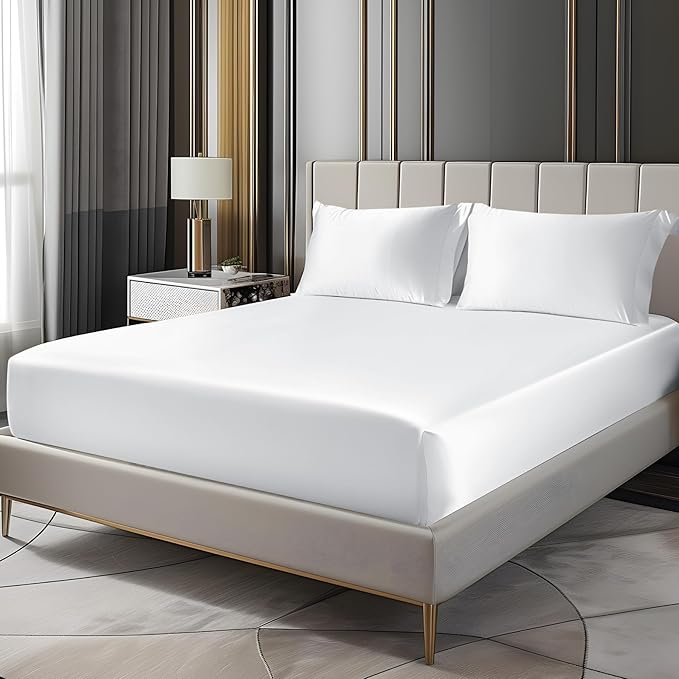 BEDELITE Satin Fitted Sheet and Pillowcases Set, Luxury Soft Similar to Silk by BEDELITE