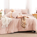 CozyLux Oversized King Comforter Set Blush Pink, 7 Pieces Bed in a Bag - Image 4