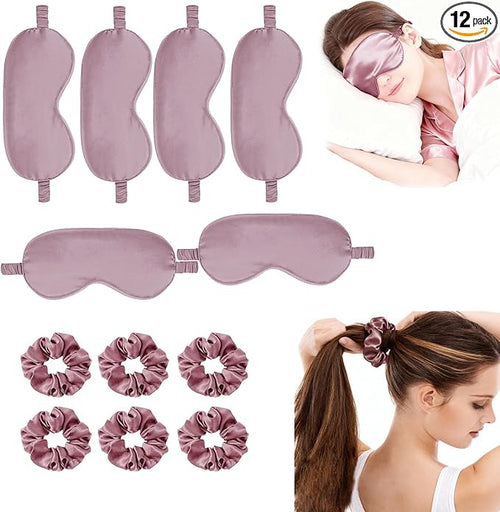 12Pcs Silk Sleep Masks Satin Eye Mask Silky Eyes Cover Blindfold Eyeshade Hair by WJingYiJia