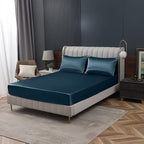 Homiest Deep Sea Blue Satin Fitted Sheet Twin XL Size, Deep Pocket, Luxury & - Image 9