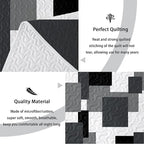 Tyrot 3 Piece Black Grey Quilt Set King Size Black White Gray Geometric - Image 4
