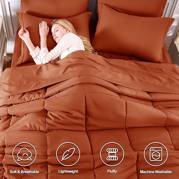CozyLux Full Size Comforter Sets Terracotta - Image 2