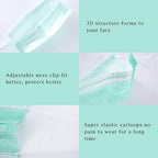 Borje Green Disposable Face Mask 100 Pcs Green Face Masks 3 Ply Protection Masks - Image 3