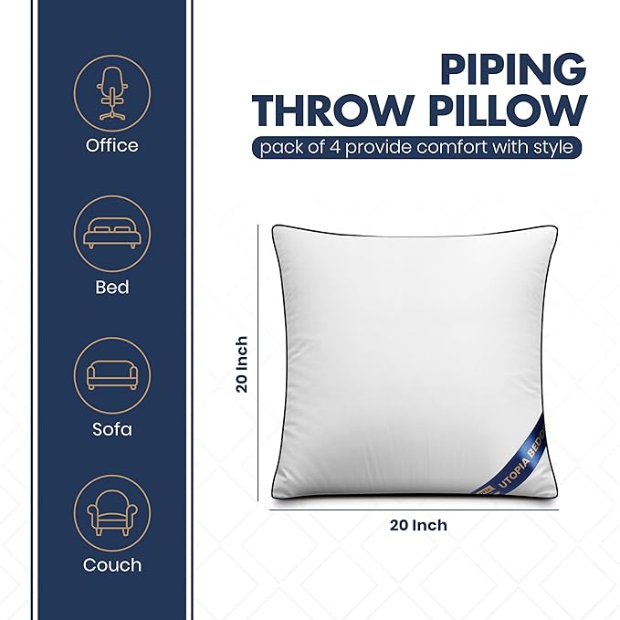 Utopia Bedding Throw Pillow Inserts, 20 x 20 Inches Decorative Indoor Pillows - Image 2