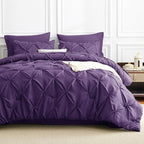 CozyLux King Size Comforter Set Purple, 7 Pieces Pintuck Bed in A Bag Purple - Image 8