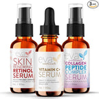 Eva Naturals Trifecta Face Serum Set – Retinol, Vitamin C & Peptides by EvaNaturals