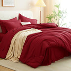 CozyLux King Size Comforter Set Dark Red, 7 Pieces Bed in a Bag King Comforter - Image 9