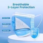 Borje Blue Disposable Face Mask 100 Pcs Blue Face Masks 3 Ply Protection Masks - Image 2
