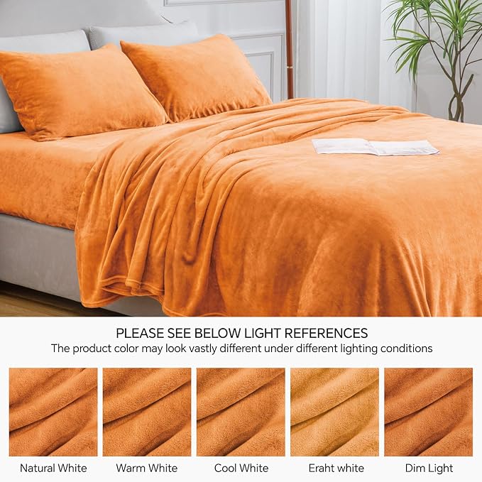 BEDELITE Flannel Sheets King Size Burnt Orange - Image 9