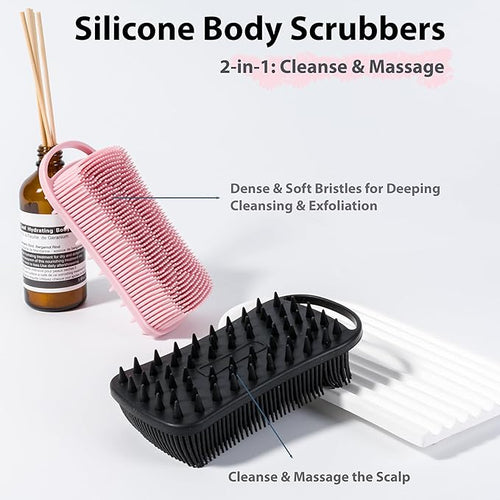 2 PC Silicone Body Scrubber, 2 in 1 Exfoliating Shower Bath Scrubber, Soft - Image 2