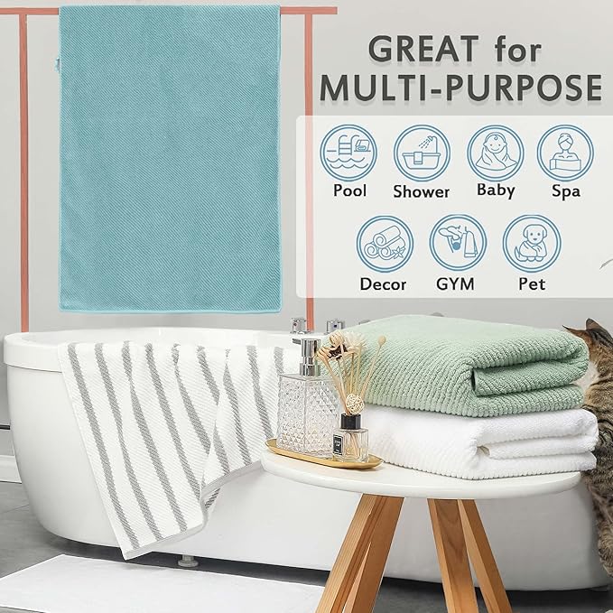 VOOVA & MOVAS Grey Bath Towels, Large 30" x 56" - Image 5