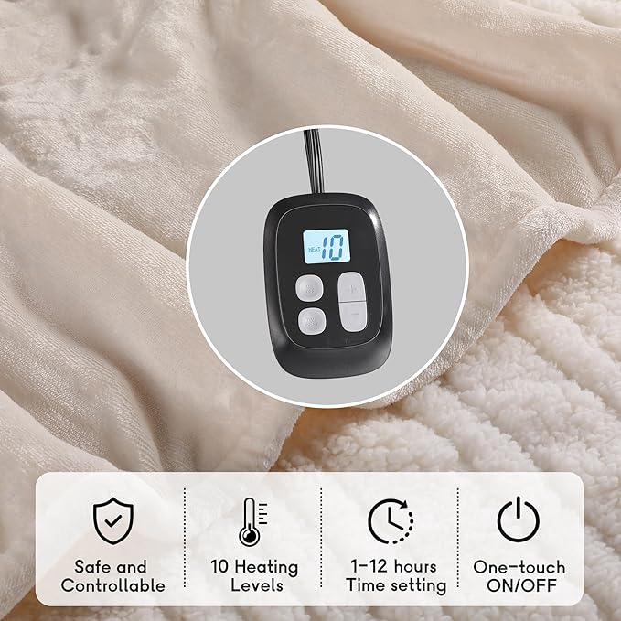 Heated Blanket Electric Blanket King Size 90''x100'' - Image 4