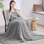 Knitted Weighted Blanket for Adult, No Beads Heavy Blanket 50” x 60'' 5lbs - Image 7