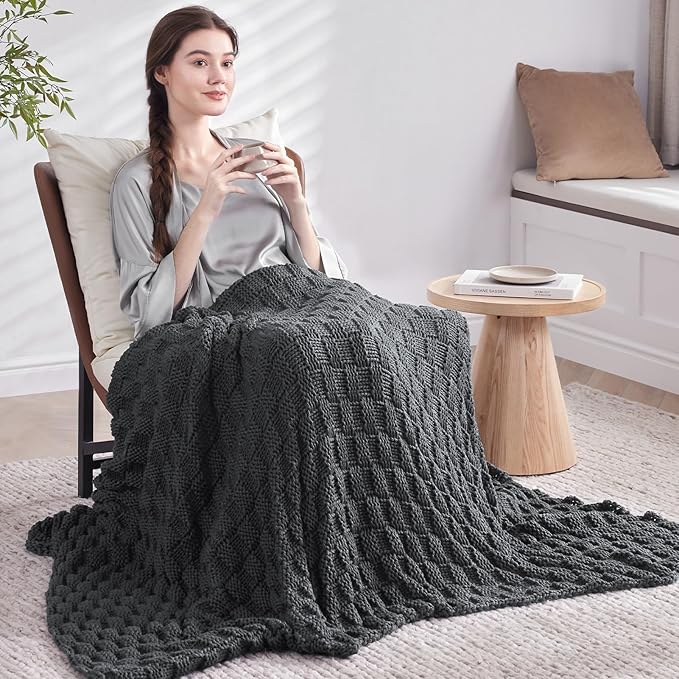 Knitted Weighted Blanket Kids, No Beads Heavy Blanket 40” x 60'' 7lbs, - Image 6