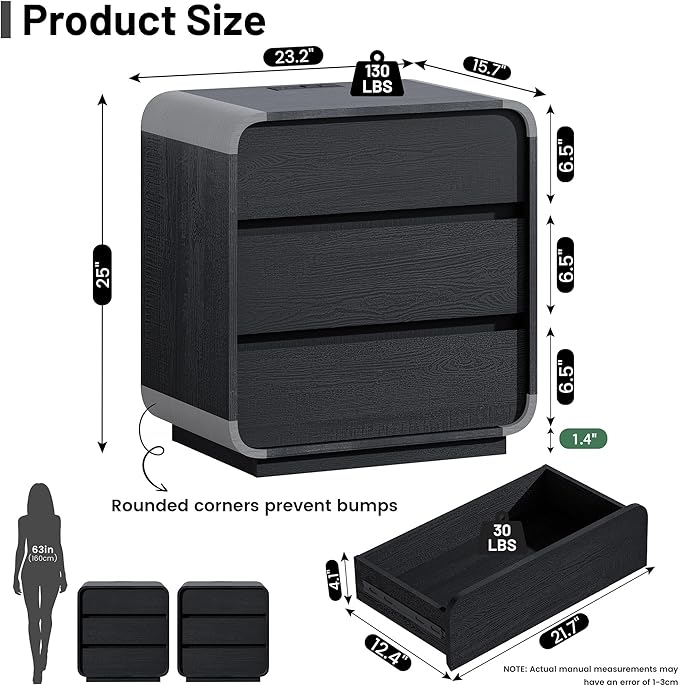 Black Night Stand Set of 2 - Image 3