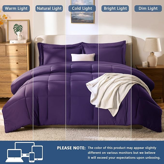 CozyLux Queen Comforter Set Purple - Image 5