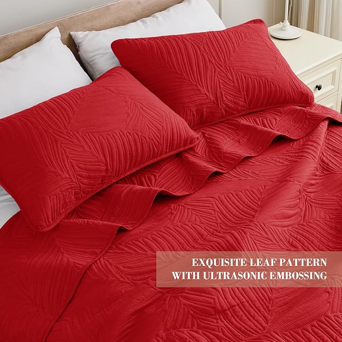 Exclusivo Mezcla Twin Quilt Bedding Set, Lightweight Red Quilts Twin Size - Image 4