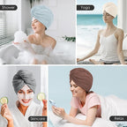 TENSTARS 5 Pack Thicken Microfiber Hair Towel Wrap - Image 7