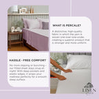 Linen Home 100% Cotton Percale Weave Fitted Sheet, Full Size, Iris Lilac - Image 4