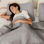 Exclusivo Mezcla California King Quilt Bedding Set, Lightweight Light Grey - Image 4