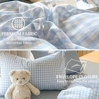 BOLINLIVING Gingham Duvet Cover Queen Size, Microfiber Bedding Set - Image 5