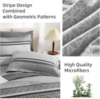 WONGS BEDDING Grey Comforter Set King Size, 7 Pieces Striped Bed in a Bag - Image 8