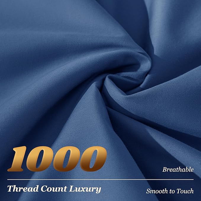 LBRO2M 1000 Thread Count 100% Cotton Sheets Set, Queen Size Bed Sheet 4 Piece - Image 3