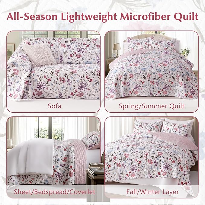 GOONE XL Queen Quilt Set 90"x96", Lightweight Quilts Queen Size - Image 4