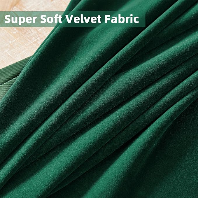 Joydeco Dark Green Velvet Curtains 96 inch Length 2 Panels Burg Set, Luxury Rod - Image 5