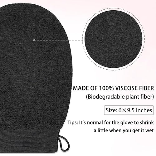 2 Pack Black Exfoliating Glove – Viscose Fiber Exfoliating Body Scrubber - Image 2
