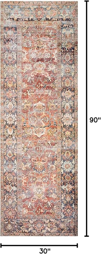 Loloi Layla Collection LAY-02 Spice/Marine 2'-6" x 7'-6" .13" Thick Runner Rug - Image 2