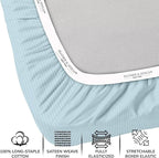Feather & Stitch 1 Piece Fitted Sheet King Size, 100% Cotton Damask Sateen Weave - Image 2