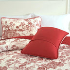 WONGS BEDDING Botanical Quilt Set King Size, Christmas Red 3 Pieces Floral - Image 7