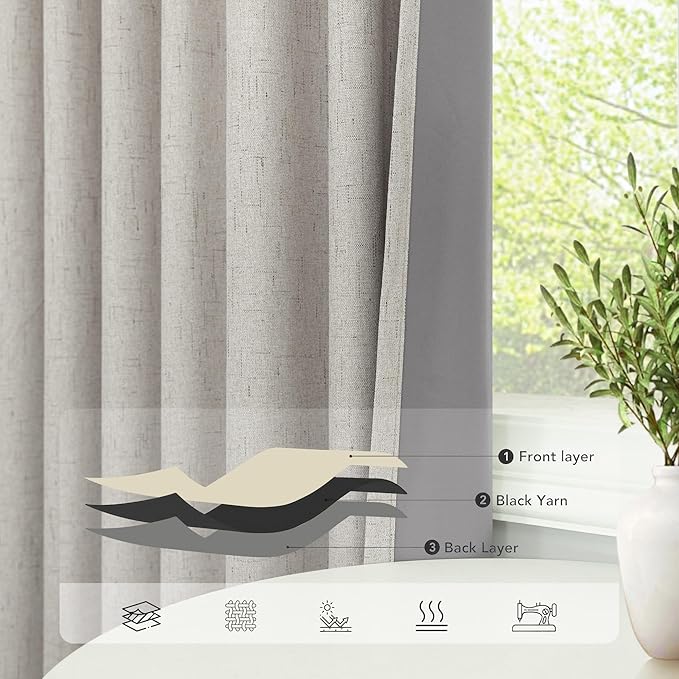 Black Out Linen Curtains 108 Inches Long - Image 5