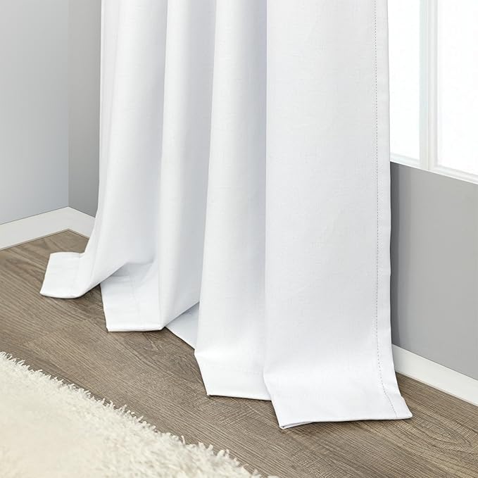 Sliding Glass Door Curtains 98 Inches Long 100% Blackout White Curtains - Image 8