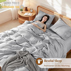 LBRO2M 100% France Linen Duvet Cover Set King Size 3 Pcs Natural Flax Comforter - Image 6