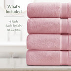 Springtree Home Luxury Bamboo Rayon Bath Towel Set of 4 | 35% Bamboo Rayon - Image 2