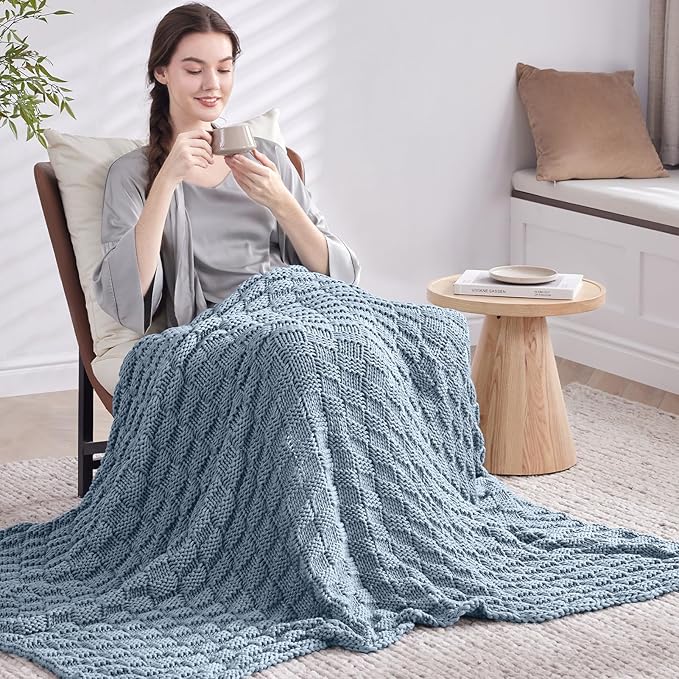 Knitted Weighted Blanket Kids, No Beads Heavy Blanket 36” x 48'' 3lbs, - Image 7