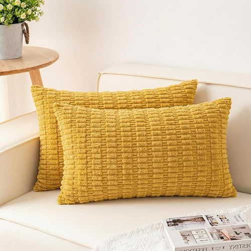 Aegero Pack of 2 Corduroy Decorative Throw Pillow Covers 12x24 Inch Soft by Unknown