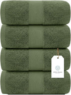 White Classic Luxury 4-Piece Large Bathroom Towel Set - Image 2