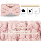 3 Pieces Makeup Headband with Bow Spa Headband - Image 3