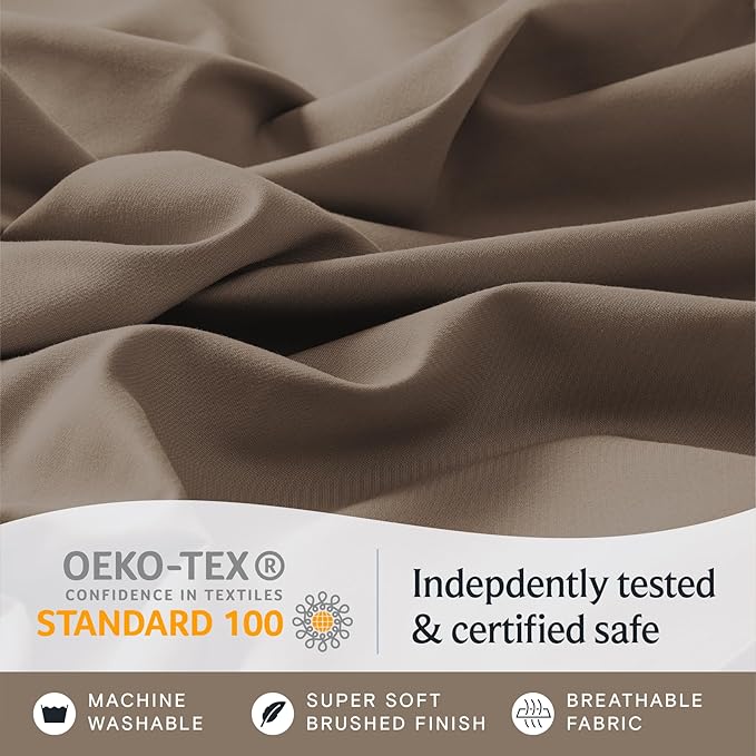 LuxClub 4 PC California King Sheet Set, Breathable Luxury Bed Sheets, Deep - Image 5