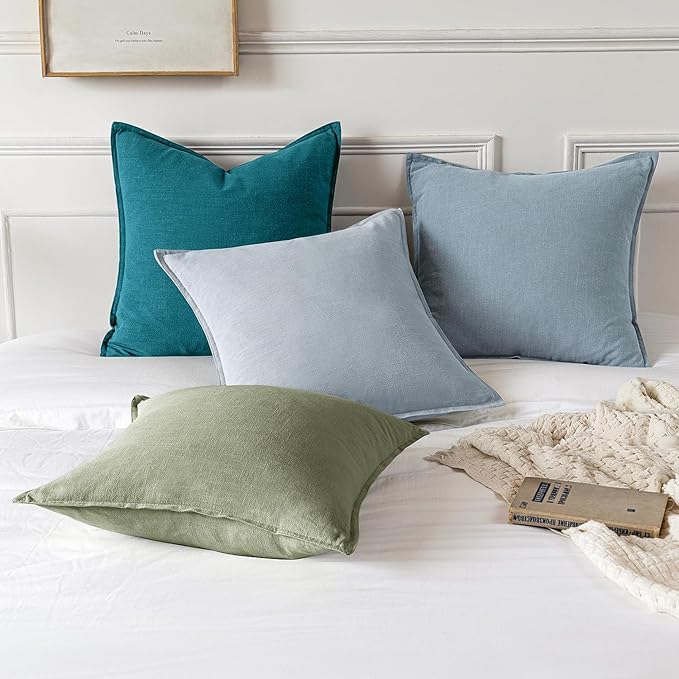 MIULEE Decorative Linen Pillow Covers 18x18 Inch Sage Green ​Boho Farmhouse​ - Image 5
