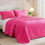 Exclusivo Mezcla Twin Quilt Bedding Set, Lightweight Hot Pink Quilts Twin Size - Image 2