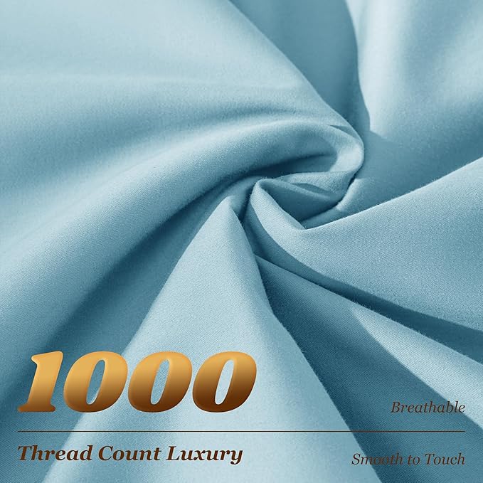 LBRO2M 1000 Thread Count 100% Egyptian Cotton Sheets Set Queen Size, 4 Piece - Image 3