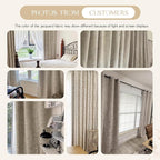 Beauoop Beige Floral Jacquard Blackout Curtains 96 Inches Long 2 Panels - Image 8