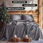LBRO2M 100% Pure Linen Sheet Set Deep Pocket Up to 16" Bed Sheets Sets - Image 9